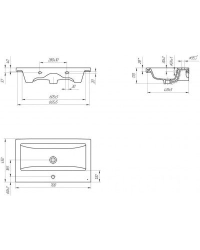 Тумба с раковиной ателье светлый/белый глянец 70 см Onika Стоун 107044 + UM-COM70/1