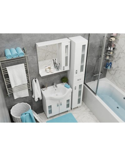 Тумба с раковиной белый глянец 70 см Onika Кристалл 107024 + UM-ERI70/1