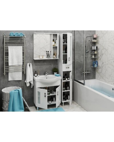 Тумба с раковиной белый глянец 70 см Onika Кристалл 107024 + UM-ERI70/1