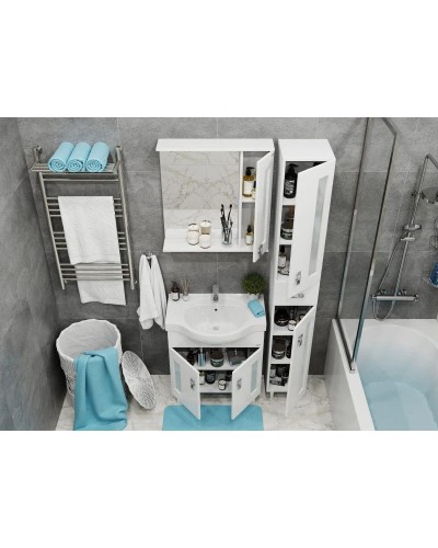 Тумба с раковиной белый глянец 70 см Onika Кристалл 107024 + UM-ERI70/1