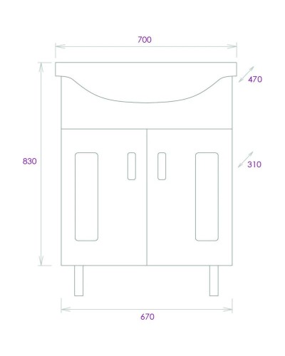 Тумба с раковиной белый глянец 70 см Onika Кристалл 107024 + UM-ERI70/1