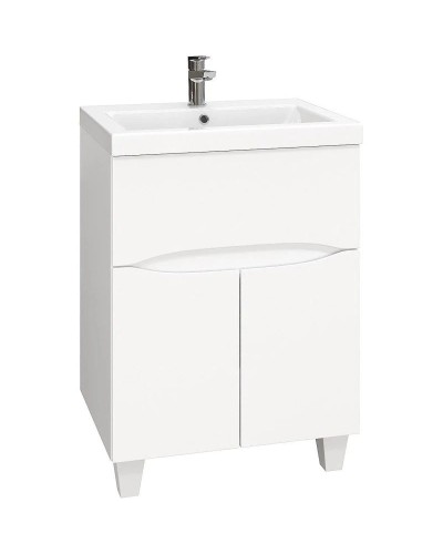 Тумба с раковиной белый глянец 60 см Onika Стрим 106144 + UM-COM60/1