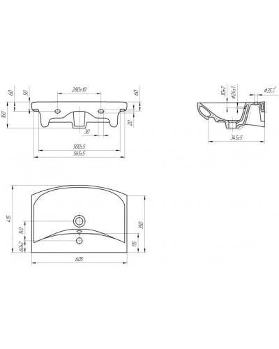 Тумба с раковиной белый глянец/кастелло 60,5 см Onika Харпер 106143 + UM-CAR60/1