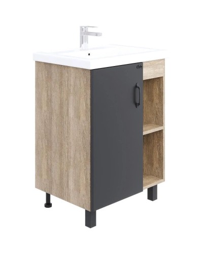 Тумба с раковиной дуб сонома/серый матовый 60 см Onika Легран 106141 + UM-COM60/1