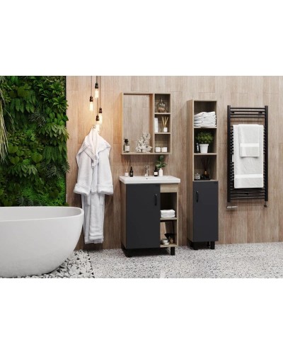 Тумба с раковиной дуб сонома/серый матовый 60 см Onika Легран 106141 + UM-COM60/1