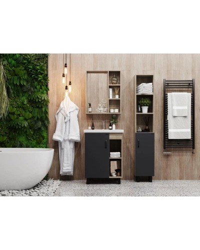 Тумба с раковиной дуб сонома/серый матовый 60 см Onika Легран 106141 + UM-COM60/1