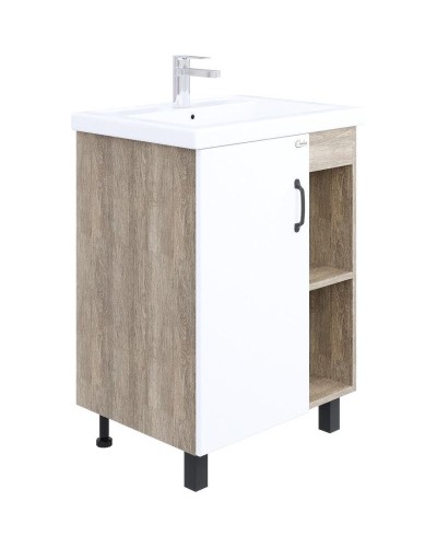 Тумба с раковиной дуб сонома/белый матовый 60 см Onika Легран 106140 + UM-COM60/1