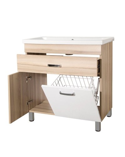 Тумба под раковину Style Line Ориноко 80 Белый Светлое дерево