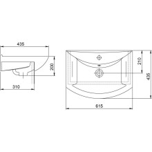 Тумба с раковиной белый глянец 61,5 см Onika Лига 106134 + 1.3120.3.S00.11B.0