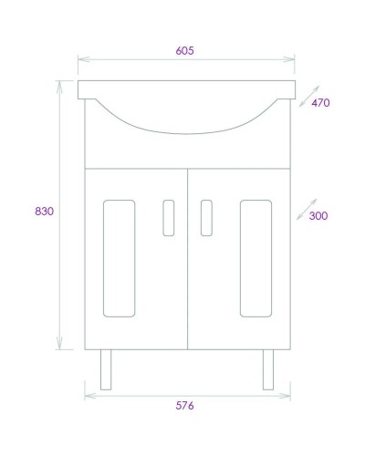 Тумба с раковиной белый глянец 60,5 см Onika Кристалл 106123 + 1WH109652