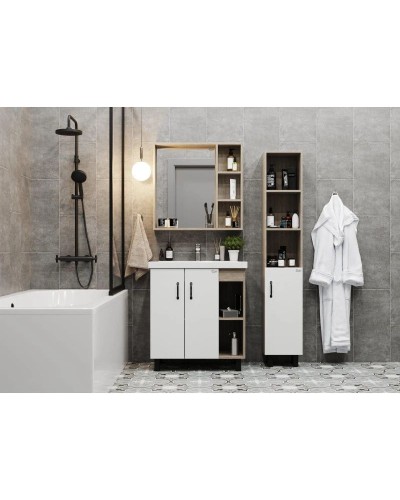 Тумба с раковиной дуб сонома/белый матовый 80 см Onika Тимбер 108052 + UM-COM80/1