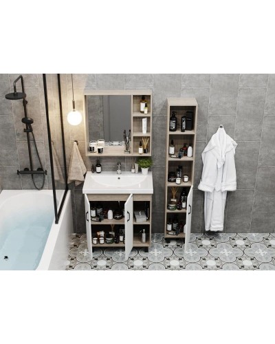 Тумба с раковиной дуб сонома/белый матовый 80 см Onika Тимбер 108052 + UM-COM80/1