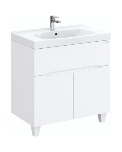 Тумба с раковиной белый глянец 80 см Onika Стрим 108055 + UM-COM80/1