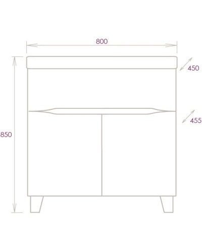 Тумба с раковиной белый глянец 80 см Onika Стрим 108055 + UM-COM80/1