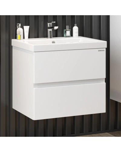 Тумба с раковиной белый глянец 70 см Onika Эвада 107059 + UM-COM70/1