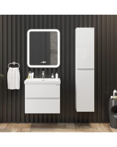 Тумба с раковиной белый глянец 70 см Onika Эвада 107059 + UM-COM70/1