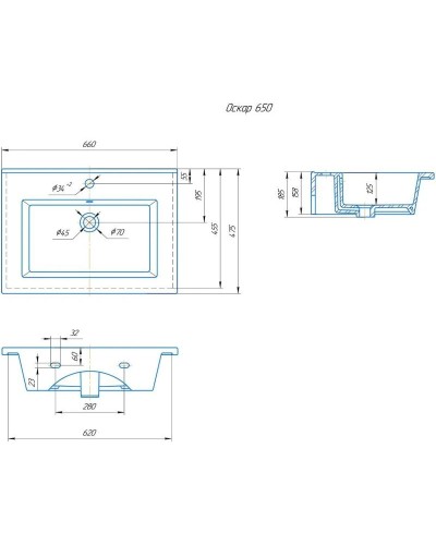 Тумба с раковиной мрамор/камень бетонный 66 см Onika Марбл 106548 + 4640021062203