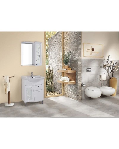 Тумба с раковиной белый глянец 66 см Onika Валенсия 106535 + 1WH109651