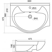 Тумба с раковиной белый глянец 66 см Onika Валенсия 106535 + 1WH109651