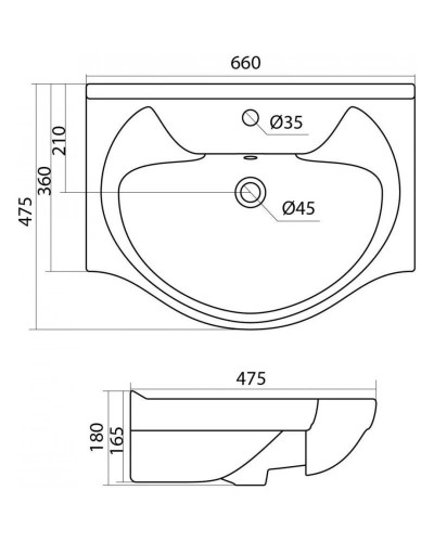 Тумба с раковиной белый глянец 66 см Onika Валенсия 106535 + 1WH109651