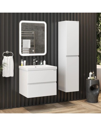 Тумба с раковиной белый глянец 60 см Onika Эвада 106145 + UM-COM60/1