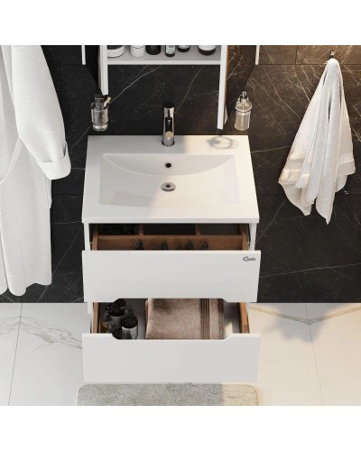 Тумба с раковиной белый глянец 60 см Onika Айленд 106114 + 1WH501606