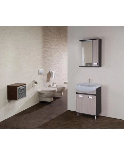 Тумба с раковиной венге луизиана/ясень шимо светлый 62 см Onika Гамма 106080 + UM-ERI60/1