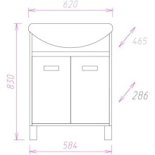 Тумба с раковиной венге луизиана/ясень шимо светлый 62 см Onika Гамма 106080 + UM-ERI60/1