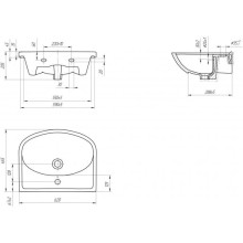 Тумба с раковиной венге луизиана/ясень шимо светлый 62 см Onika Гамма 106080 + UM-ERI60/1