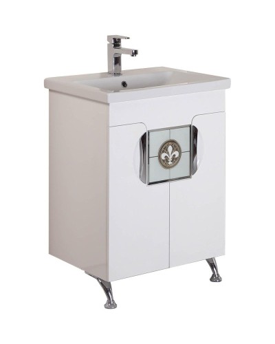 Тумба с раковиной белый глянец 60 см Onika Флорена 106050 + UM-COM60/1