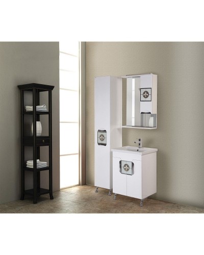 Тумба с раковиной белый глянец 60 см Onika Флорена 106050 + UM-COM60/1