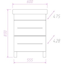 Тумба с раковиной белый глянец 60 см Onika Олимп 106044 + 4620008192772