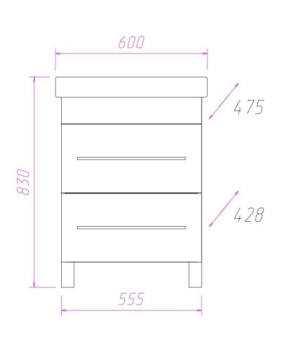 Тумба с раковиной белый глянец 60 см Onika Олимп 106044 + 4620008192772