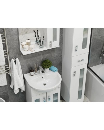Тумба с раковиной белый глянец 54 см Onika Кристалл 105550 + UM-ERI55/1