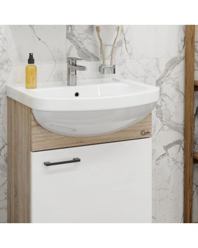 Тумба с раковиной дуб сонома/белый матовый 52 см разборная Onika Эко 105209 + 1.3120.1.S00.11B.0