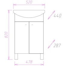Тумба с раковиной белый глянец 52 см разборная Onika Крит 105206 + 1.3120.1.S00.11B.0