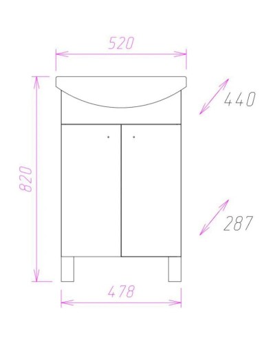 Тумба с раковиной белый глянец 52 см Onika Крит 105203 + 1.3120.1.S00.11B.0