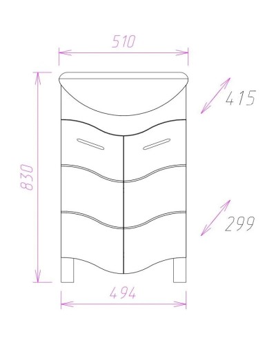 Тумба с раковиной белый глянец 51 см Onika Лайн 105007 + 4620008192758