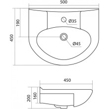 Тумба с раковиной белый глянец 50 см Onika Канны 105003 + 1WH110243