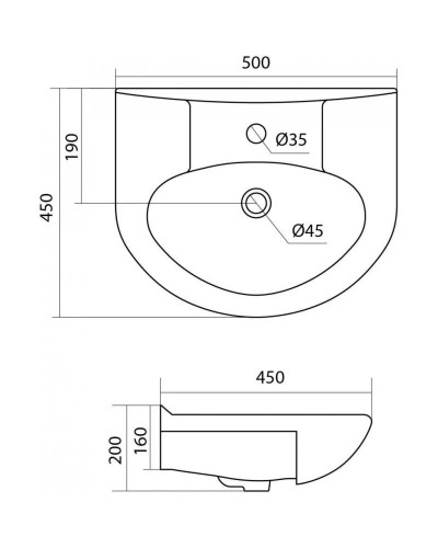 Тумба с раковиной белый глянец 50 см Onika Канны 105003 + 1WH110243