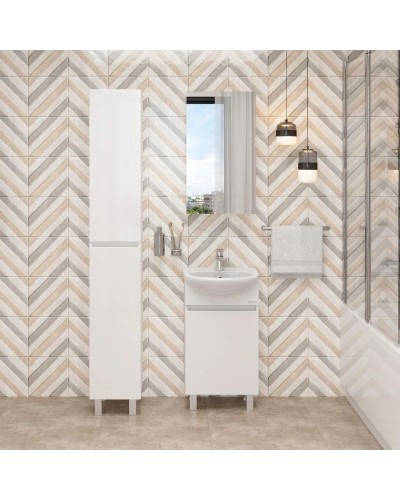 Тумба с раковиной белый глянец 46 см Onika Милтон 104510 + 4620008192741