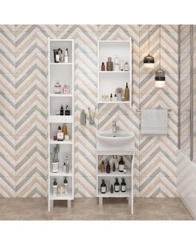 Тумба с раковиной белый глянец 46 см Onika Милтон 104510 + 4620008192741