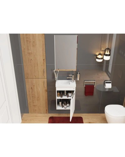 Тумба с раковиной белый глянец 40 см Onika Комо 104005 + UM-COM40/1