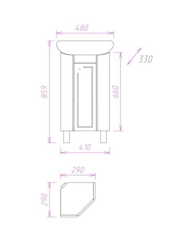 Тумба с раковиной белый глянец 33х33 см Onika Малютка 103301 + 1.3130.9.S00.10B.0