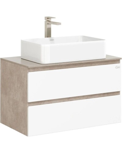 Тумба с раковиной светлый камень/белый глянец 80 см Onika Алеста 108054 + 680001 + 4640021064269