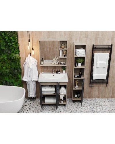 Тумба с раковиной дуб сонома/серый матовый 80 см Onika Тимбер 108053 + UM-COM80/1