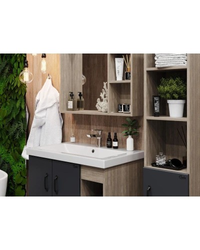 Тумба с раковиной дуб сонома/серый матовый 80 см Onika Тимбер 108053 + UM-COM80/1