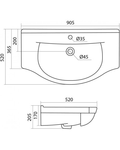 Тумба с раковиной белый глянец 90,8 см Onika Эльбрус 109016 + 1WH110790
