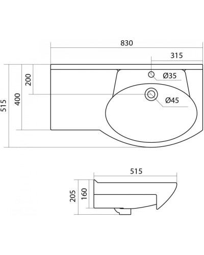 Тумба с раковиной белый глянец 83 см Onika Вальс 108209 + 1WH110225