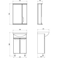 Тумба с раковиной белый 51 см ASB-Mebel Мессина
